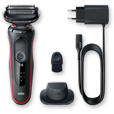 ⁨Braun Shaver 51-R1200s Operating time (max) 50 min, Wet & Dry, Black/Red⁩ at Wasserman.eu