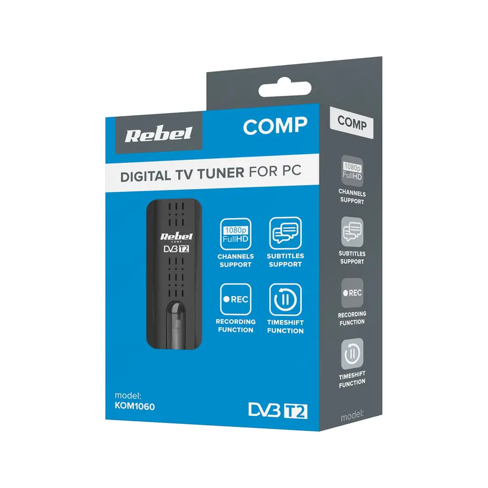 ⁨Rebel Comp Tuner DVB-T2,DVB-C,DVB-T H.265 HEVC USB⁩ at Wasserman.eu