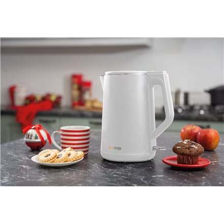 ⁨Gorenje | Czajnik | K15DWW | Elektryczny | 2200 W | 1,5 L | Plastik + metal | Podstawa obrotowa 360° | Biały⁩ w sklepie Wasserman.eu