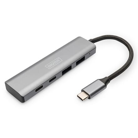 ⁨DIGITUS USB-C 4 Port HUB dunkelgrau 2x⁩ at Wasserman.eu