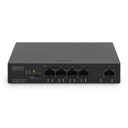 Digitus | 4-portowy gigabitowy przełącznik PoE | DN-95330-1 | Niezarządzany | Biurkowy | Ilość portów 10/100 Mb/s (RJ-45) | Iloś w sklepie Wasserman.eu