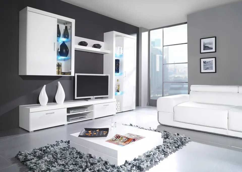 ⁨Cama living room storage set SAMBA B white/white gloss⁩ at Wasserman.eu