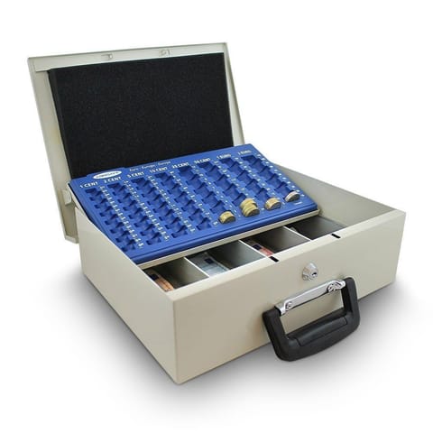 ⁨METALOWA KASETKA 35cm SKRZYNKA do bilonu SZARA⁩ w sklepie Wasserman.eu