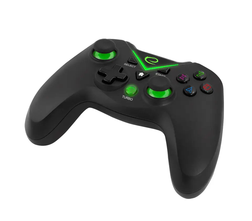 ⁨Gamepad bezprzewodowy Esperanza EGG112K (PC, PS3, Xbox One; kolor czarny, kolor zielony)⁩ w sklepie Wasserman.eu