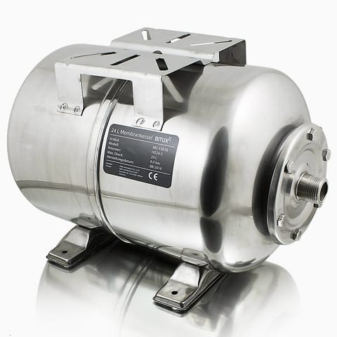 ⁨zbiornik przeponowy 24 l hydroforowy stal nierdzewna 6 bar 1 cal do pompy⁩ w sklepie Wasserman.eu