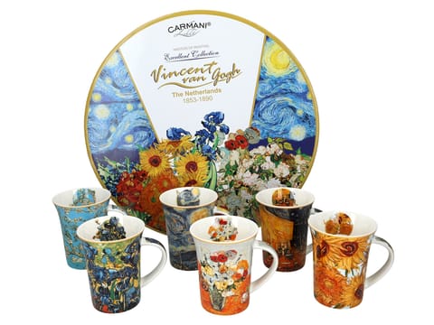 ⁨Kpl. 6 kubków w okrągłym pudełku - V. van Gogh (CARMANI)⁩ w sklepie Wasserman.eu