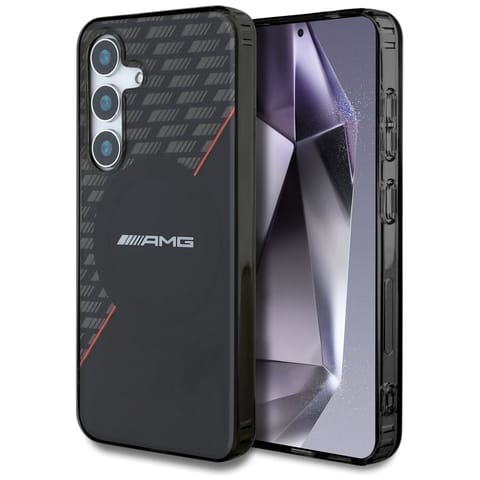 ⁨Etui AMG Double Layer Rhombs MagSafe do  Samsung Galaxy S25 czarno-czerwony⁩ w sklepie Wasserman.eu
