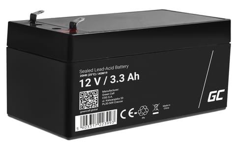Green Cell AGM VRLA 12V 3.3Ah maintenance-free bateria do systemów alarmowych, kas, zabawek w sklepie Wasserman.eu