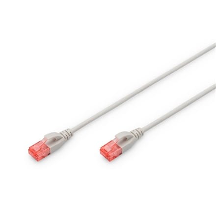 Digitus | Patch cord | CAT 6 U-UTP Kabel węższy | 2 m | Szary | Modułowy wtyk RJ45 (8/8) | Przezroczysty czerwony kolorowy kone w sklepie Wasserman.eu