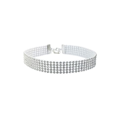 ⁨NASZYJNIK CHOKER KRYSZTAŁKI 1,6 CM SREBRNY⁩ w sklepie Wasserman.eu