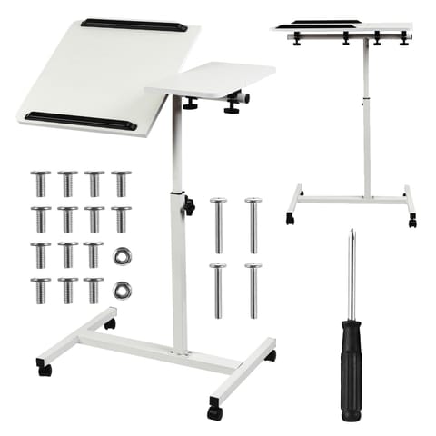 ⁨Mobilne  biurko/stand na laptop Maclean, białe, regulacja wysokośc 56-86cm, max. 30kg ,  MC-121 B⁩ w sklepie Wasserman.eu