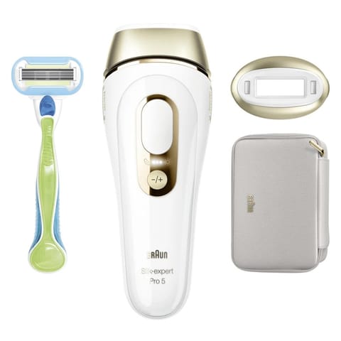 Braun Silk-expert Pro 5 Epilator | PL5052 | Bulb lifetime (flashes) 400.000 | Number of power levels 10 | White/Gold at Wasserman.eu
