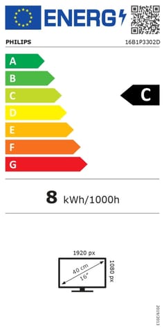 ⁨Philips 16B1P3302D/00 | 16 " | IPS | 75 Hz | 4 ms | 1920 x 1080 pixels | 250 cd/m²⁩ w sklepie Wasserman.eu