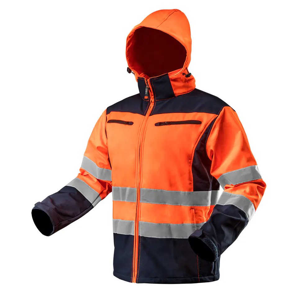 ⁨Kurtka robocza ostrzegawcza softshell z kapturem, pomarańczowa, rozmiar XL⁩ w sklepie Wasserman.eu