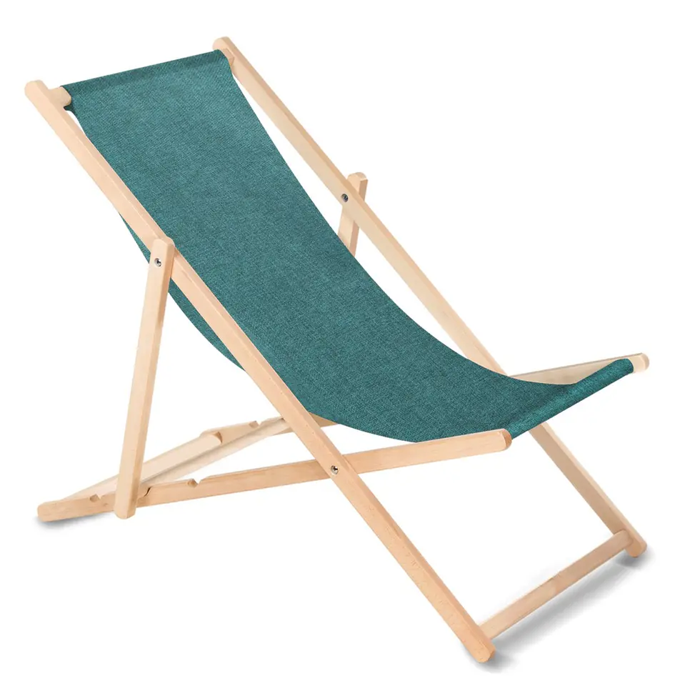 ⁨Classic beech deckchair GreenBlue GB183M Melange turquoise⁩ at Wasserman.eu