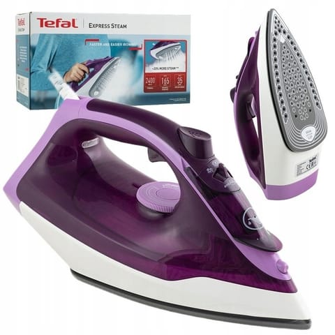 ⁨Tefal FV2836 Dry & Steam iron Ceramic soleplate 2400 W Purple, White⁩ at Wasserman.eu
