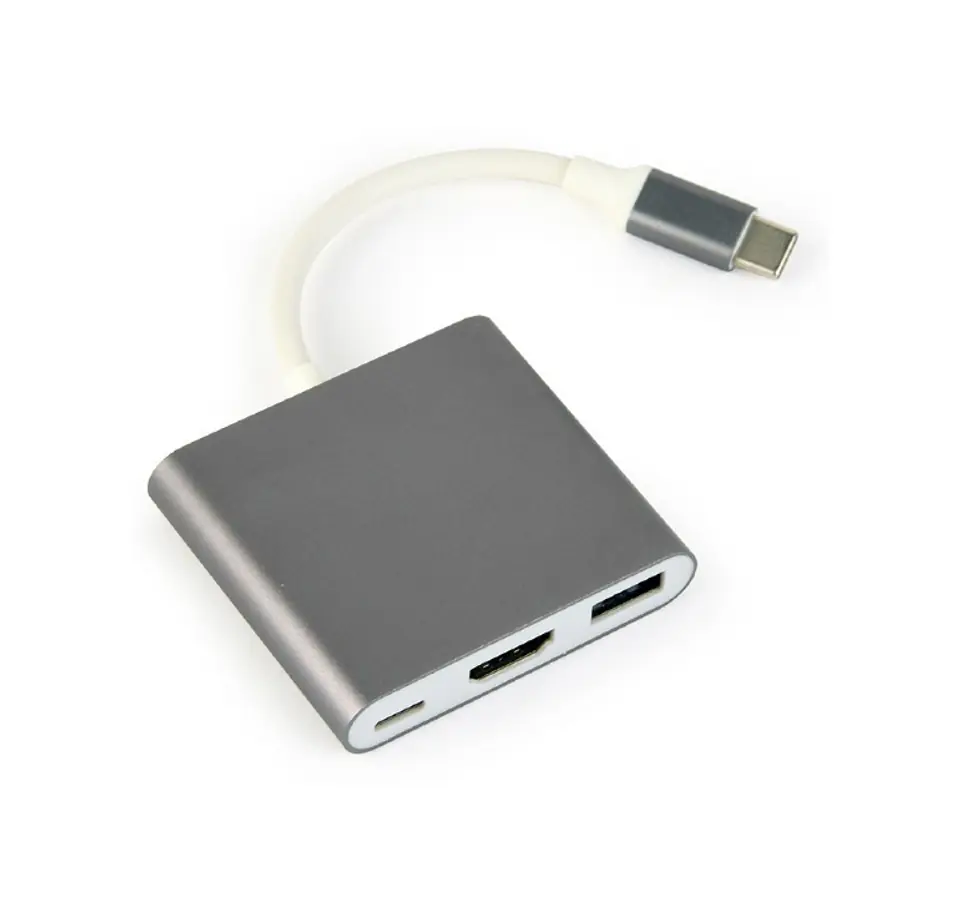 ⁨GEMBIRD GEMBIRD MULTI ADAPTER USB TYP-C (M) -> USB TYP-C; USB 3.0; HDMI SZARY⁩ w sklepie Wasserman.eu