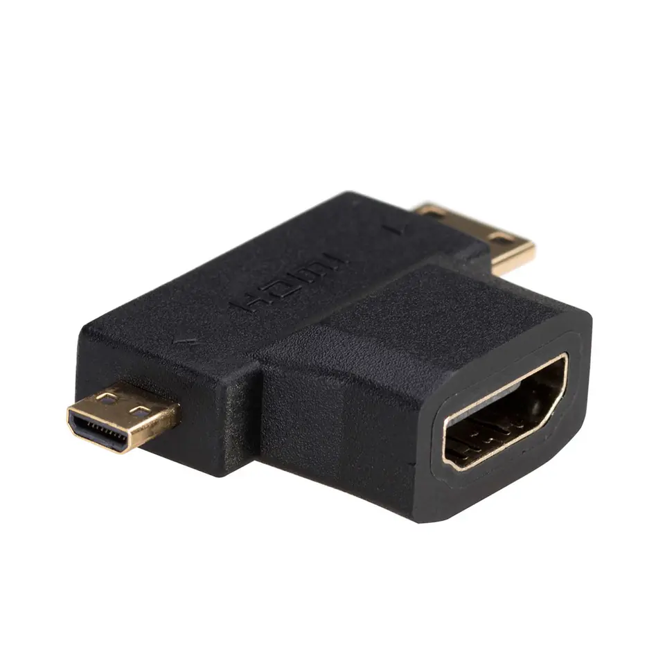 ⁨Adapter Akyga AK-AD-23 (HDMI F - Micro HDMI, Mini HDMI M; kolor czarny)⁩ w sklepie Wasserman.eu