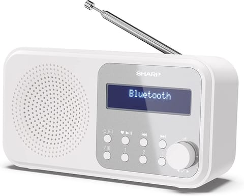 ⁨Przenośne radio cyfrowe Sharp DR-P420(WH) Tokyo, FM/DAB/DAB+, Bluetooth 5.0, zasilanie USB lub bateryjne, śnieżnobiały | Sharp |⁩ w sklepie Wasserman.eu