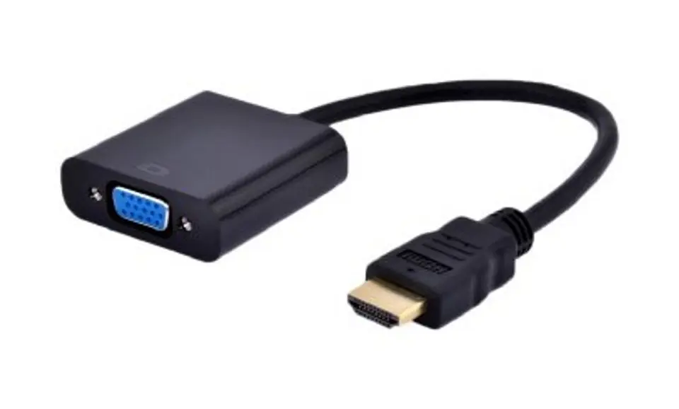 ⁨Adapter GEMBIRD A-HDMI-VGA-03 (HDMI M - D-Sub (VGA) F; 0,15m; kolor czarny)⁩ w sklepie Wasserman.eu