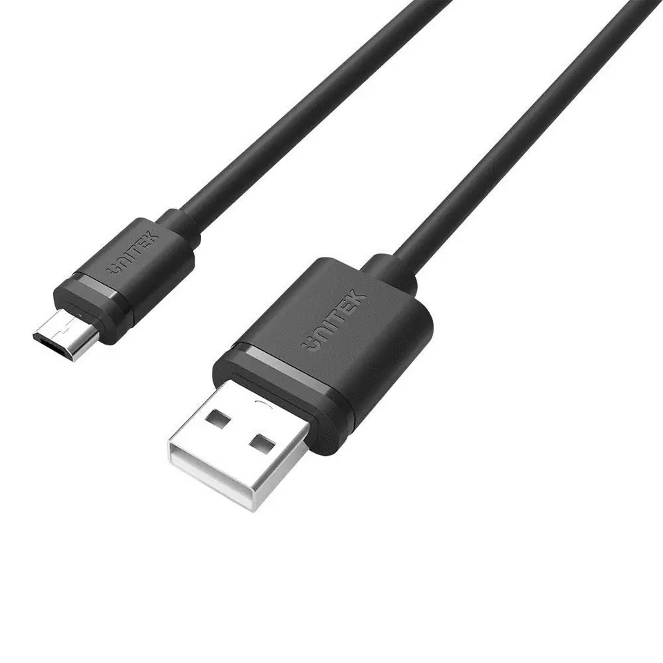 ⁨UNITEK Y-C455GBK USB cable 2 m USB 2.0 USB A Micro-USB B Black⁩ at Wasserman.eu