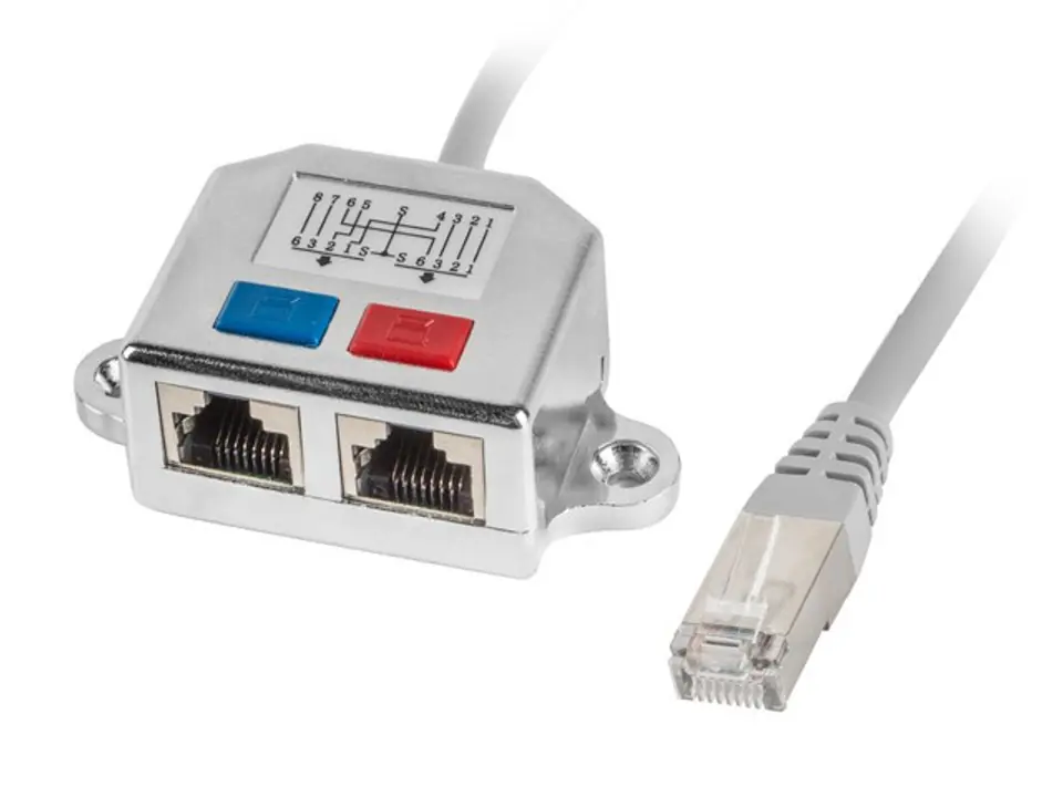 ⁨Adapter Lanberg AD-0026-S (RJ45 M - 2 x RJ45 F; kolor szary)⁩ w sklepie Wasserman.eu