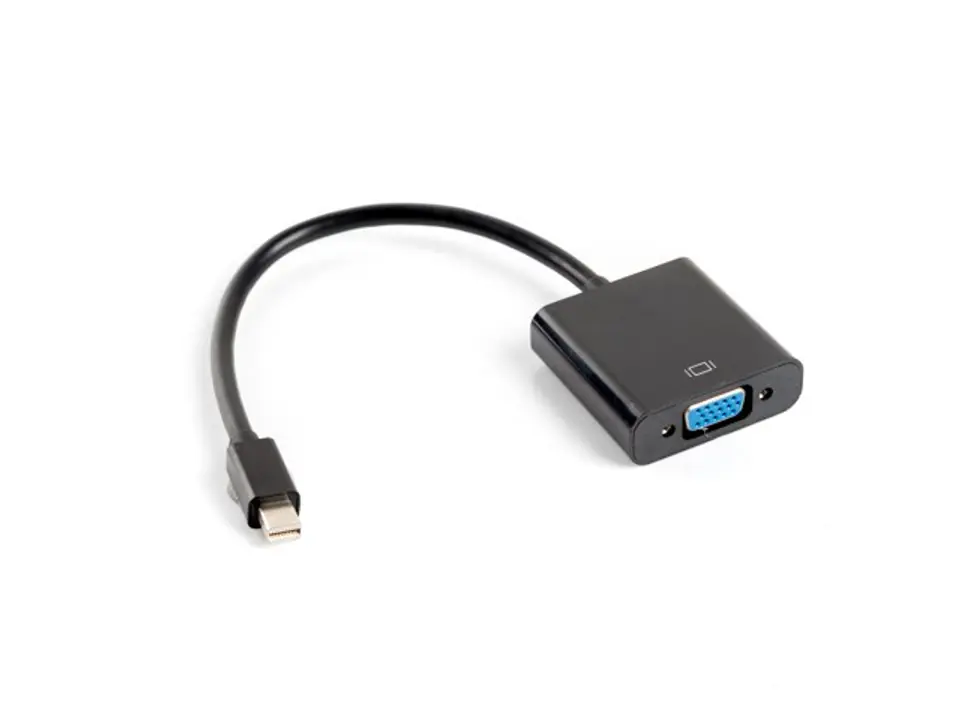 ⁨Adapter Lanberg AD-0006-BK (Mini DisplayPort M - D-Sub (VGA) F; 0,20m; kolor czarny)⁩ w sklepie Wasserman.eu