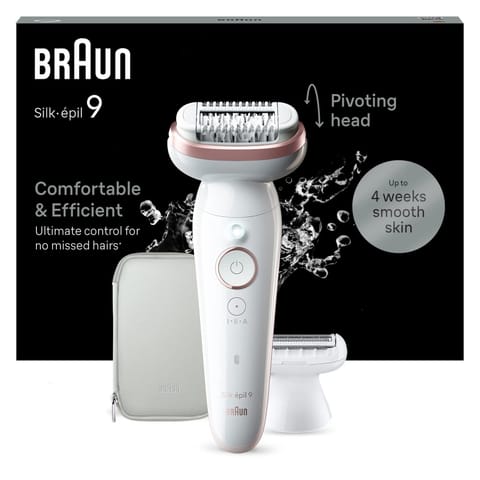⁨Braun Epilator | SES9-030 Silk épil 9 | Operating time (max) 50 min | Number of power levels 2 | Wet & Dry | White/Rose⁩ at Wasserman.eu