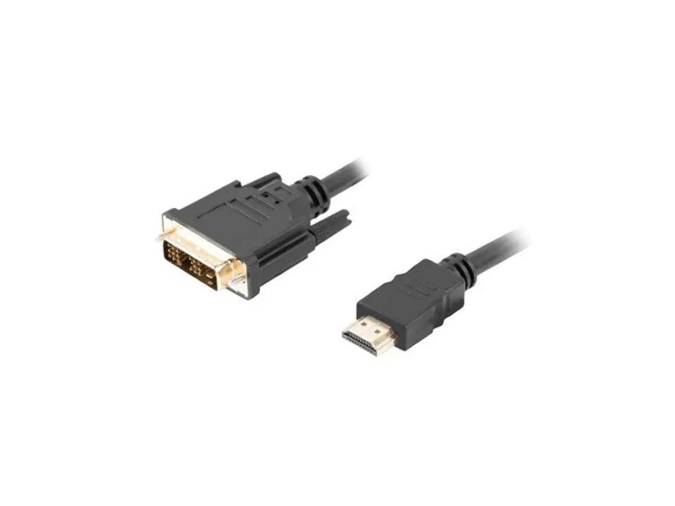 ⁨Kabel Lanberg CA-HDDV-10CC-0018-BK (HDMI M - DVI-D (18+1) M; 1,8m; kolor czarny)⁩ w sklepie Wasserman.eu