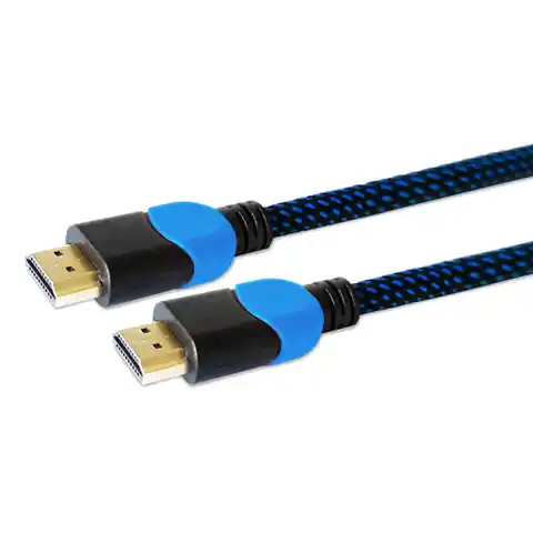 ⁨Kabel SAVIO GCL-05 (HDMI M - HDMI M; 3m; kolor czarno-niebieski)⁩ w sklepie Wasserman.eu