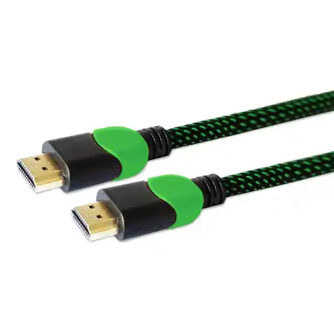 ⁨Kabel SAVIO GCL-06 (HDMI M - HDMI M; 3m; kolor czarno-zielony)⁩ w sklepie Wasserman.eu