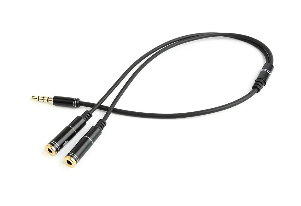 ⁨Gembird !Adapter audio microphon 3.5mm mini Jack/4PIN/0. audio cable 0.2 m 2 x 3.5mm Black⁩ at Wasserman.eu
