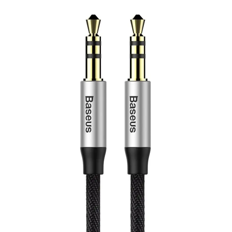 Kabel Baseus CAM30-BS1 (Jack 3,5 mm - Jack 3,5 mm ; 1m; kolor czarno-srebrny) w sklepie Wasserman.eu