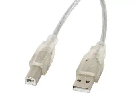 ⁨Kabel Lanberg CA-USBA-12CC-0030-TR (USB 2.0 M - USB 2.0 typu B M; 3m; kolor przeźroczysty)⁩ w sklepie Wasserman.eu