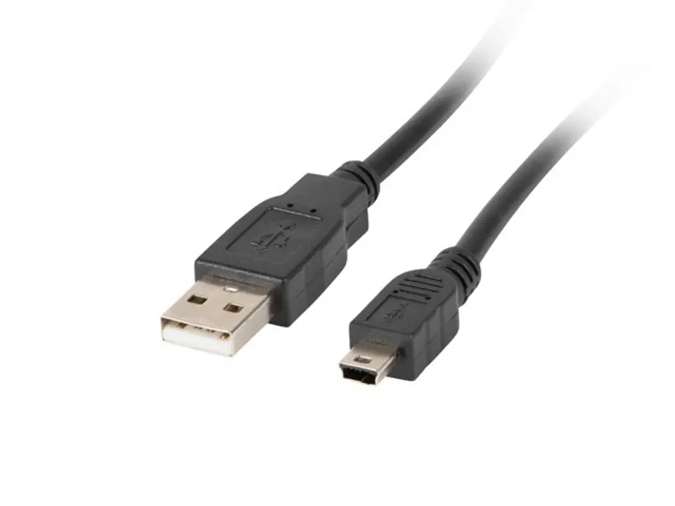 ⁨LANBERG USB CABLE 2.0 MINI AM-BM5P 1.8M, BLACK CA-USBK-10CC-0018-BK⁩ at Wasserman.eu