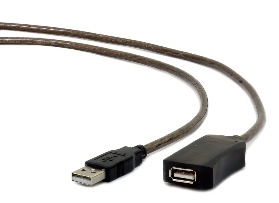⁨Gembird USB A/USB A M/F 10m USB cable USB 2.0 Black⁩ at Wasserman.eu