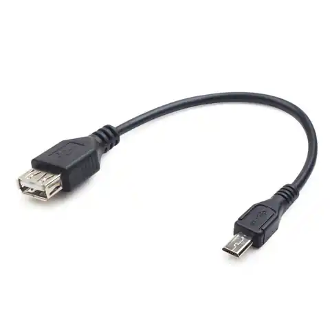 ⁨Kabel GEMBIRD A-OTG-AFBM-03 (USB F - Micro USB M; 0,15m; kolor czarny)⁩ w sklepie Wasserman.eu