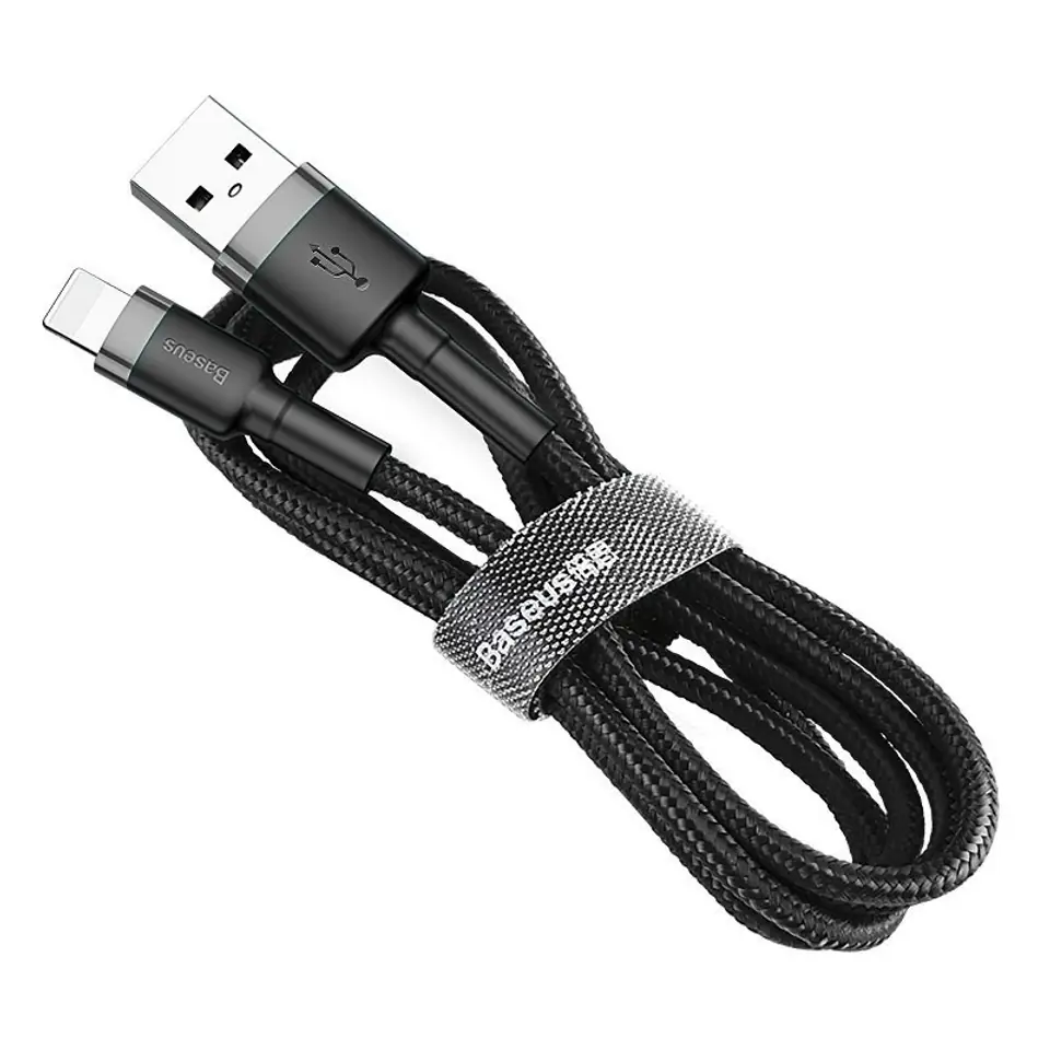 ⁨Kabel Baseus CALKLF-CG1 (Lightning M - USB 2.0 M; 2m; kolor szaro-czarny)⁩ w sklepie Wasserman.eu