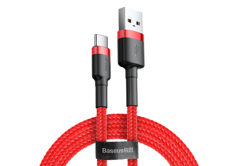 ⁨Kabel Baseus Cafule CATKLF-A09 (USB 2.0 - USB typu C ; 0,50m; kolor czerwony)⁩ w sklepie Wasserman.eu