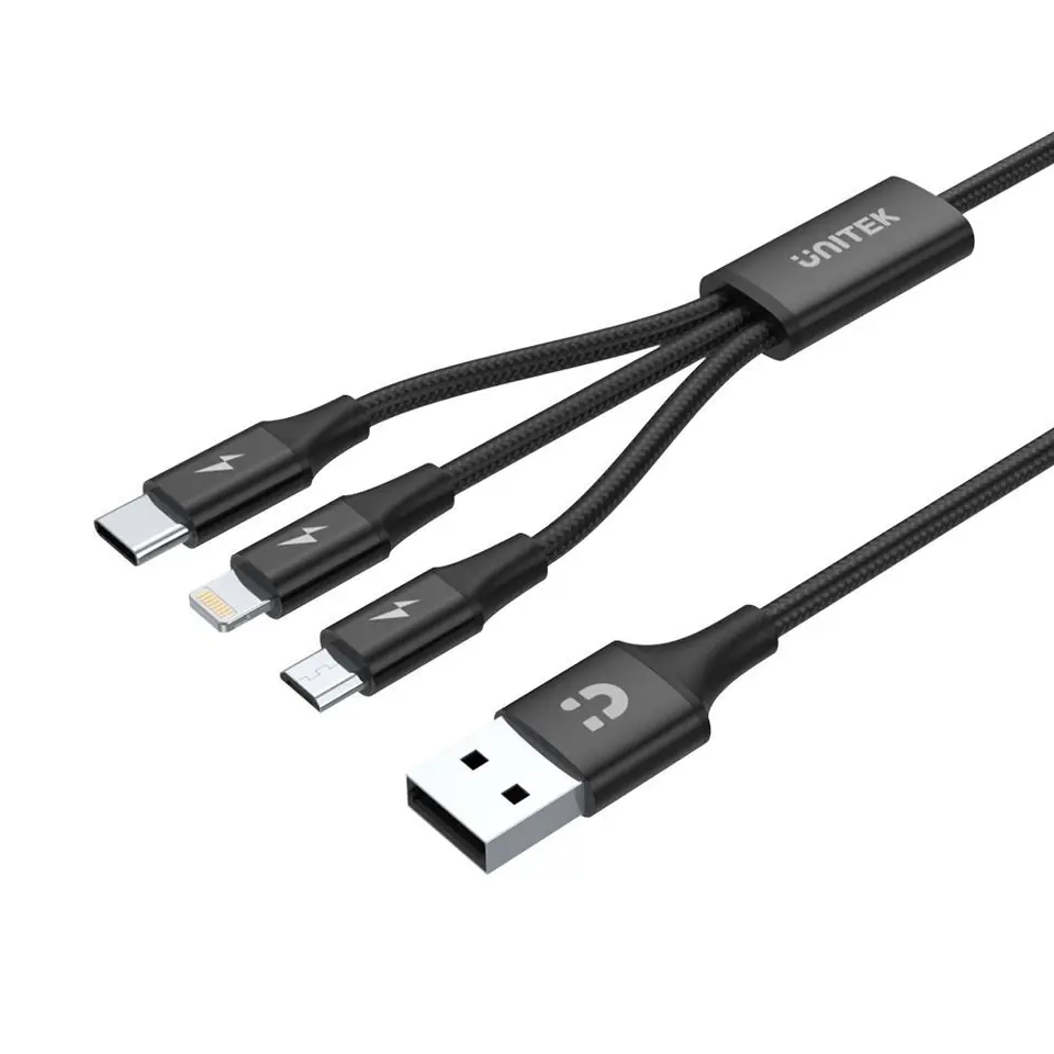 ⁨UNITEK PRZEWÓD USB 3IN1CHARGING (C,LIGHTNING,MUSB)⁩ w sklepie Wasserman.eu