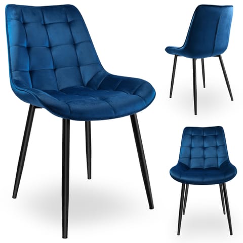 ⁨Krzesło welurowe NORMAN Velvet granatowe⁩ w sklepie Wasserman.eu