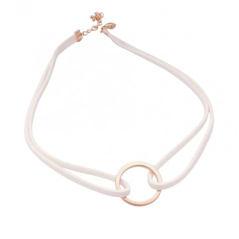 ⁨NASZYJNIK CHOKER RZEMYK ZŁOTE KÓŁECZKO BIAŁY N296B⁩ w sklepie Wasserman.eu