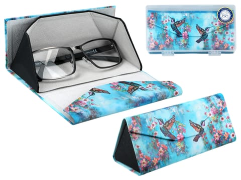 ⁨Etui na okulary, składane - Dekoracja kwiatowa, Kolibry (CARMANI)⁩ w sklepie Wasserman.eu