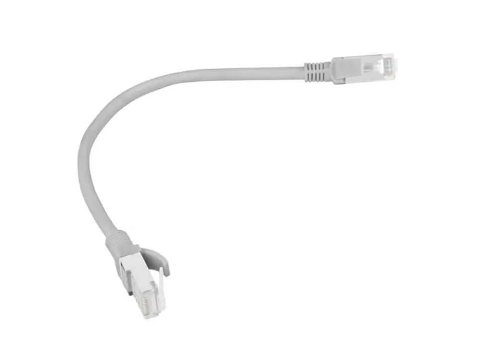 ⁨Patchcord UTP Lanberg PCU6-10CC-0025-S (RJ45 - RJ45 ; 0,25m; UTP; kat. 6; kolor szary)⁩ w sklepie Wasserman.eu