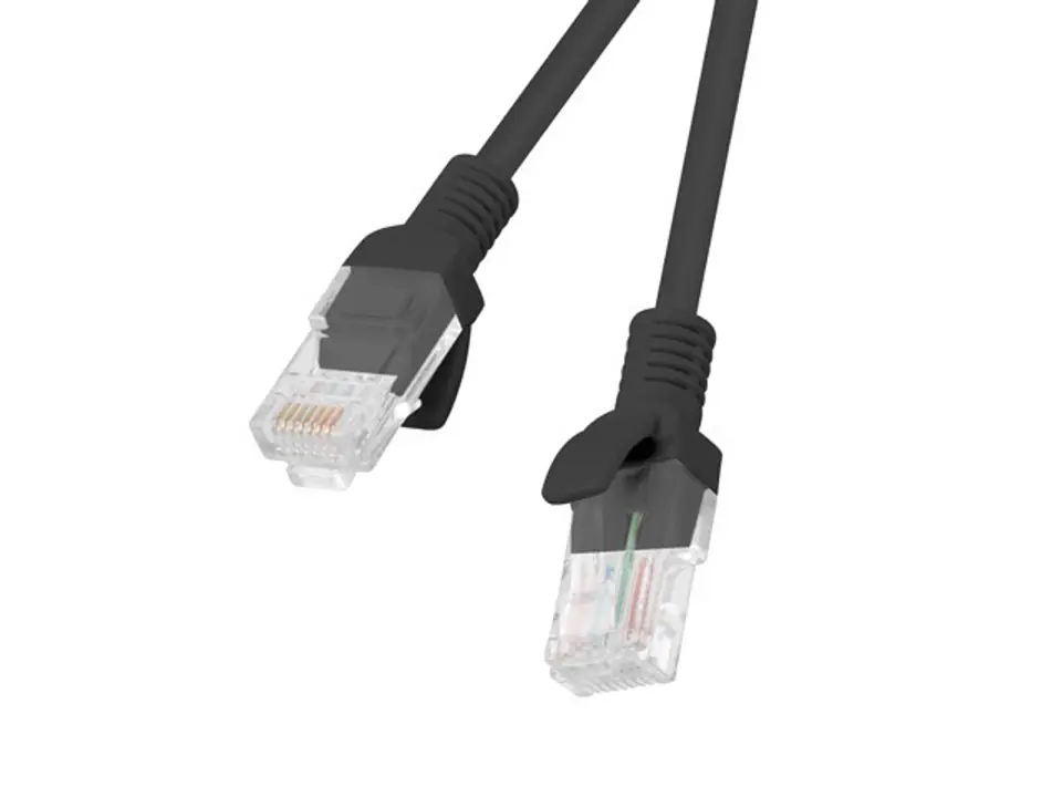 ⁨Kabel UTP Lanberg PCU5-10CC-0025-BK (RJ45 - RJ45 ; 0,25m; UTP; kat. 5e; kolor czarny)⁩ w sklepie Wasserman.eu