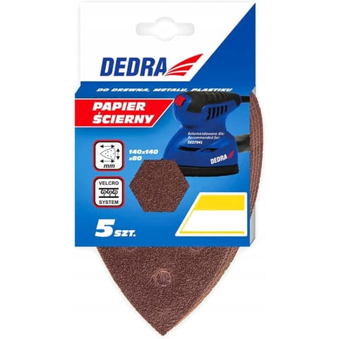 ⁨Papier ścierny DEDRA drewno,metal,plastik DED79416 (5 szt.) gr180⁩ w sklepie Wasserman.eu