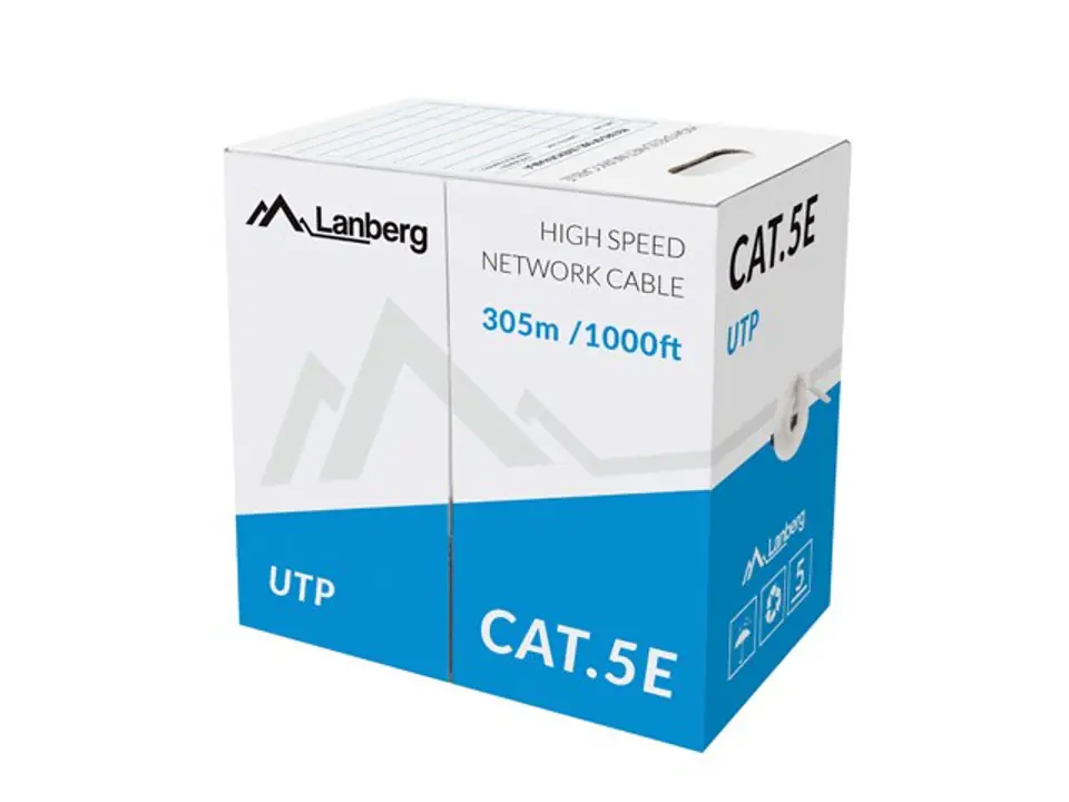 ⁨LANBERG KABEL LAN UTP 100MB/S 305M DRUT CCA SZARY⁩ w sklepie Wasserman.eu