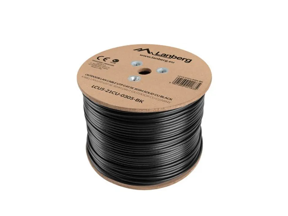 ⁨External Lanberg LCU5-21CU-0305-BK (UTP; 305m, Cat. 5e; black)⁩ at Wasserman.eu