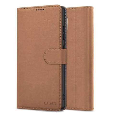 ⁨Etui do iPhone 16e Tech-Protect Wallet Brązowe Z Klapką i Podstawką⁩ w sklepie Wasserman.eu