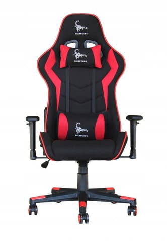 ⁨Gembird GC-SCORPION-02X Gaming chair "SCORPION", black and red, fabric armchair with red eco-leather accents⁩ at Wasserman.eu